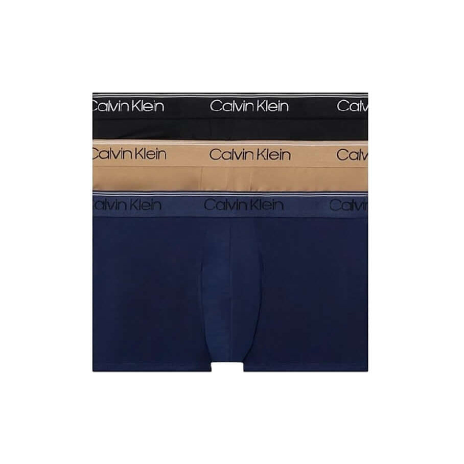 Calvin Klein 3 Pack Low Rise Trunks Micro Stretch Wicking - Brown/Blue/Black