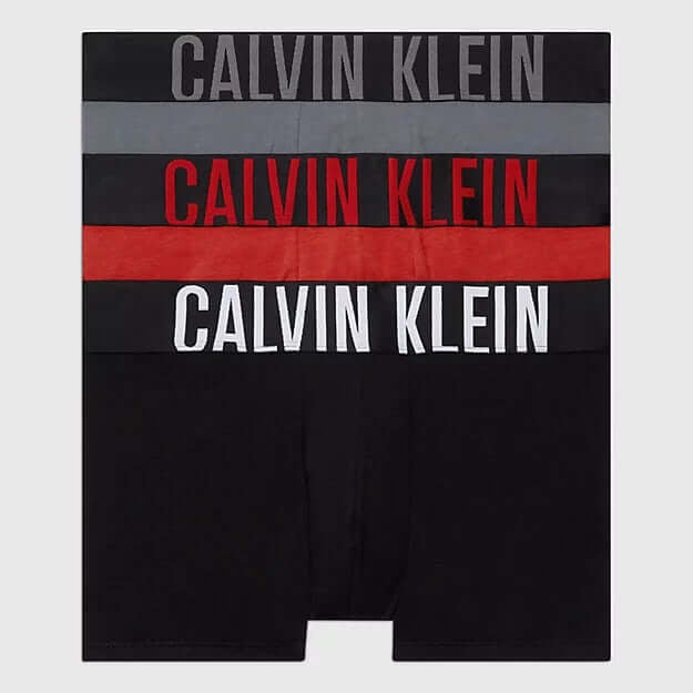 Calvin Klein Underwear 3 Pack Intense Power Cotton Trunks - Red/Black/Grey