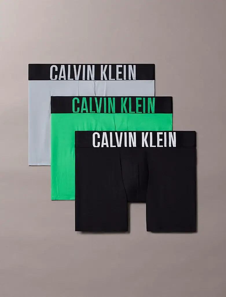Calvin Klein Underwear 3 Pack Intense Power Microfibre Boxer Briefs - Grey/Green/Black