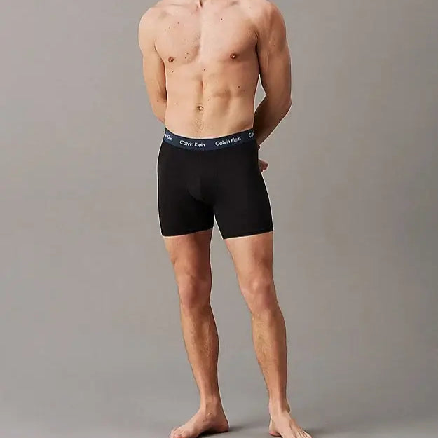 Calvin Klein 5 Pack Boxer Briefs Cotton Stretch - Black/Multi Colour Waistbands