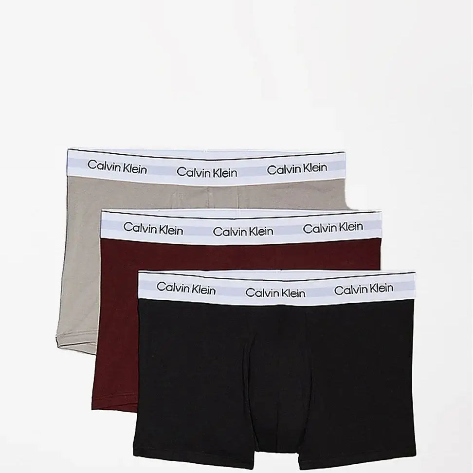 Calvin Klein 3 Pack Trunks Modern Cotton - Rusted Root / Black / Rock Ridge