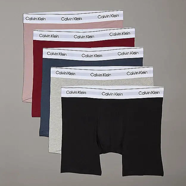 Calvin Klein 5 Pack Modern Cotton Boxer Briefs - Black / Grey / Blue / Red / Beige