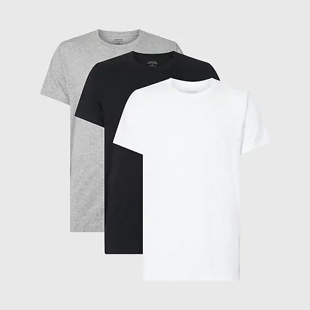 Calvin Klein 3 Pack T-Shirts Cotton Classics - Black/White/Grey Heather