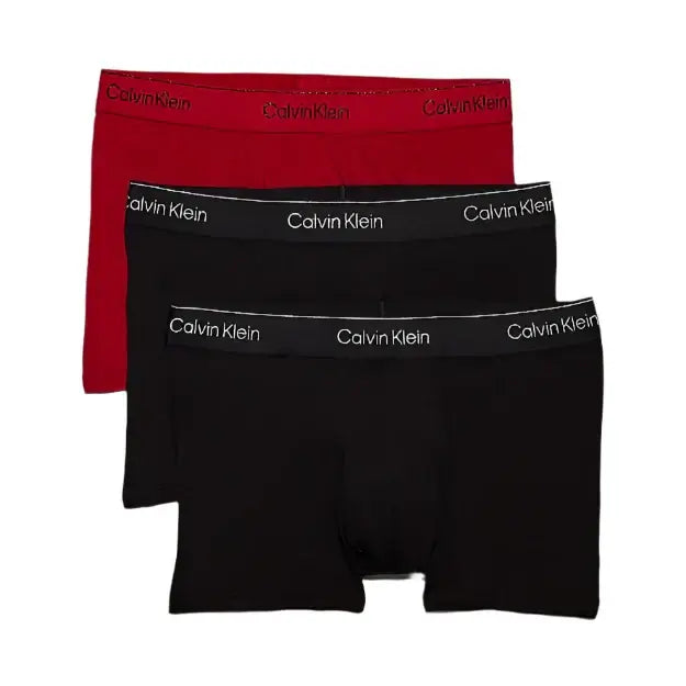Calvin Klein 3 Pack Trunks - Modern Cotton, Black/Red