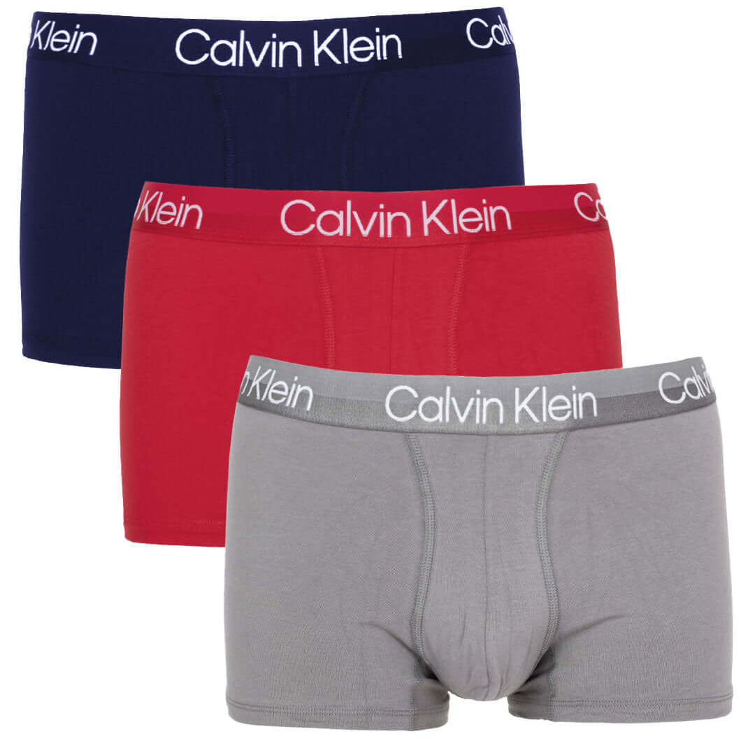 Calvin Klein 3 Pack Modern Structure Trunk - Navy / Red / Grey