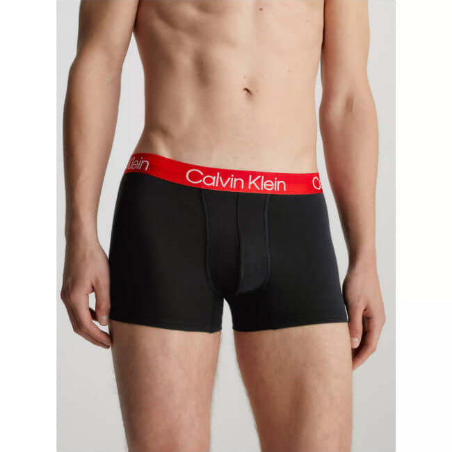 Calvin Klein 3 Pack Modern Structure Boxer Trunks - Black with Coloured Waistbands