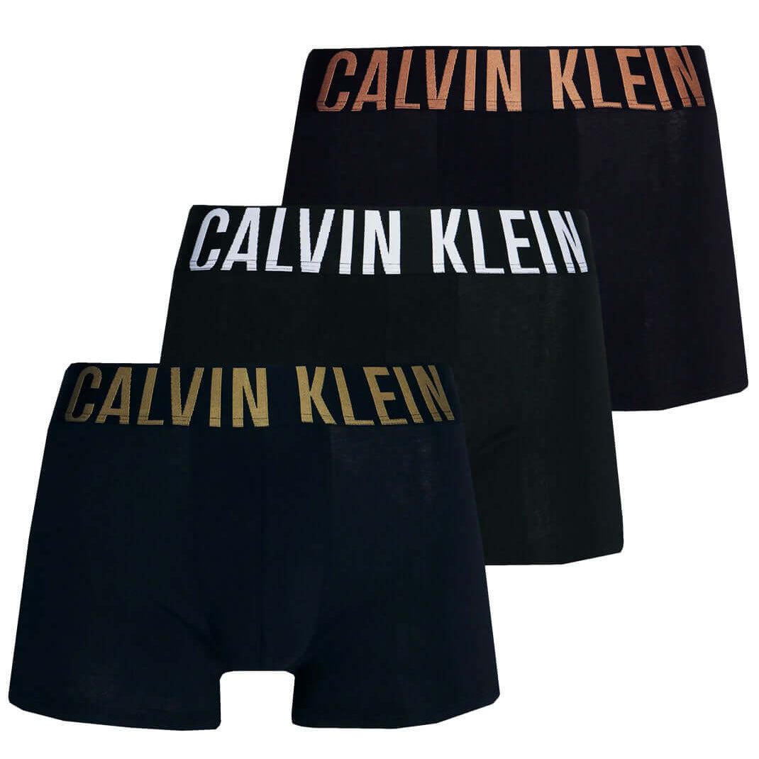 Calvin Klein Underwear 3 Pack Intense Power Cotton Trunks - Black, Multi Colour Logo