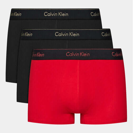 Calvin Klein 3 Pack Boxer Trunks Modern Cotton - Black/ Red / Black