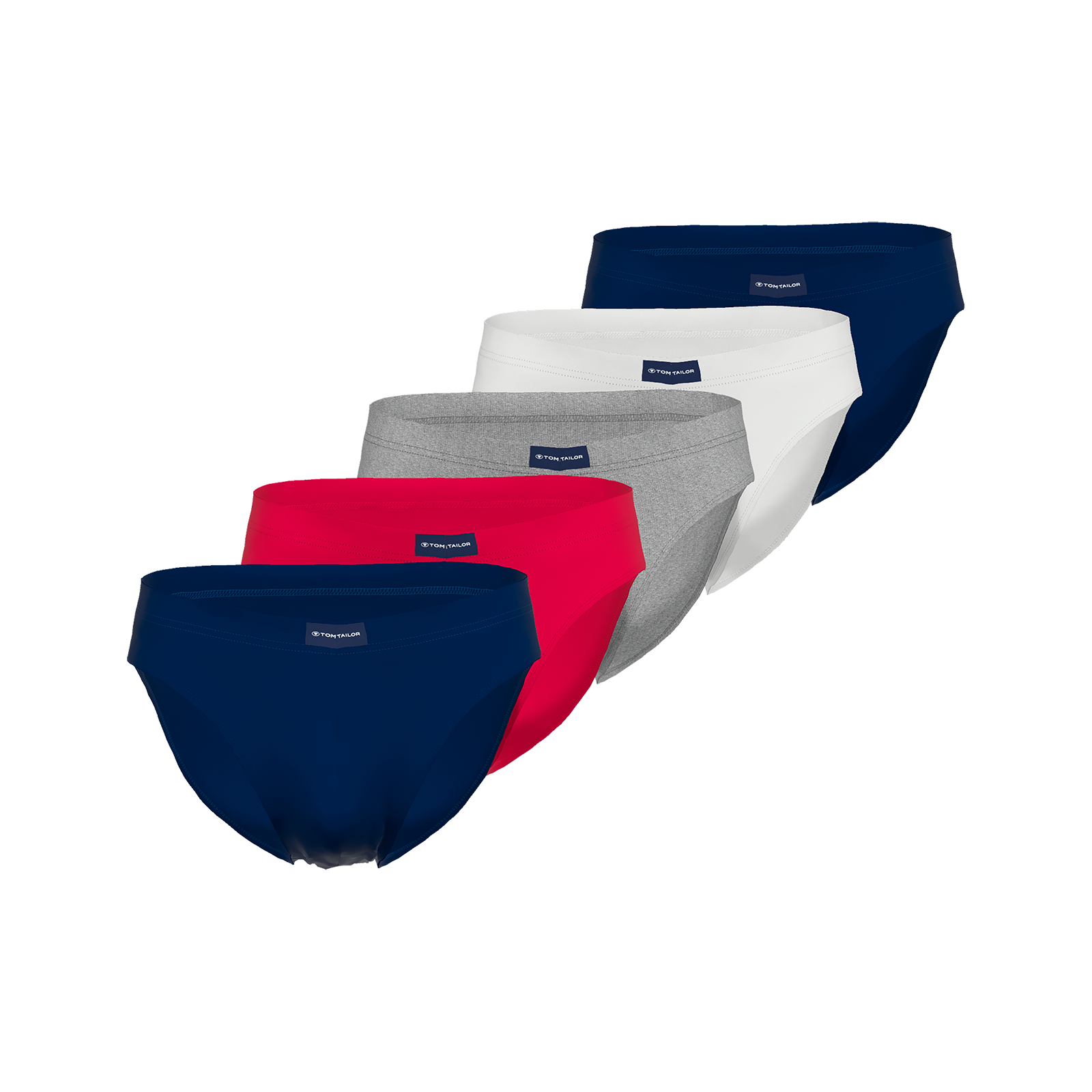 Tom Tailor Men's Mini Briefs 5 Pack Cotton Slip - Navy/Red/White