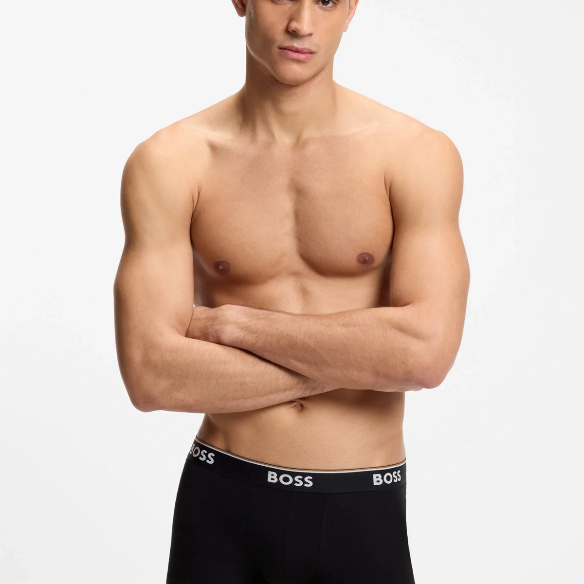 BOSS Power 3 Pack Stretch Cotton Trunks Black - model view