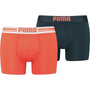Puma Placed Logo Men's Boxer Underwear 2 Pack - Hot Heat / Dark Night