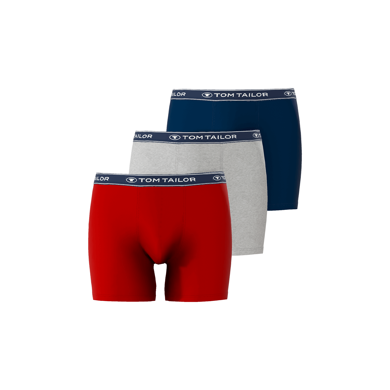 Tom Tailor Men's 3 Pack Cotton Stretch Boxer Briefs - Red/Grey/Navy