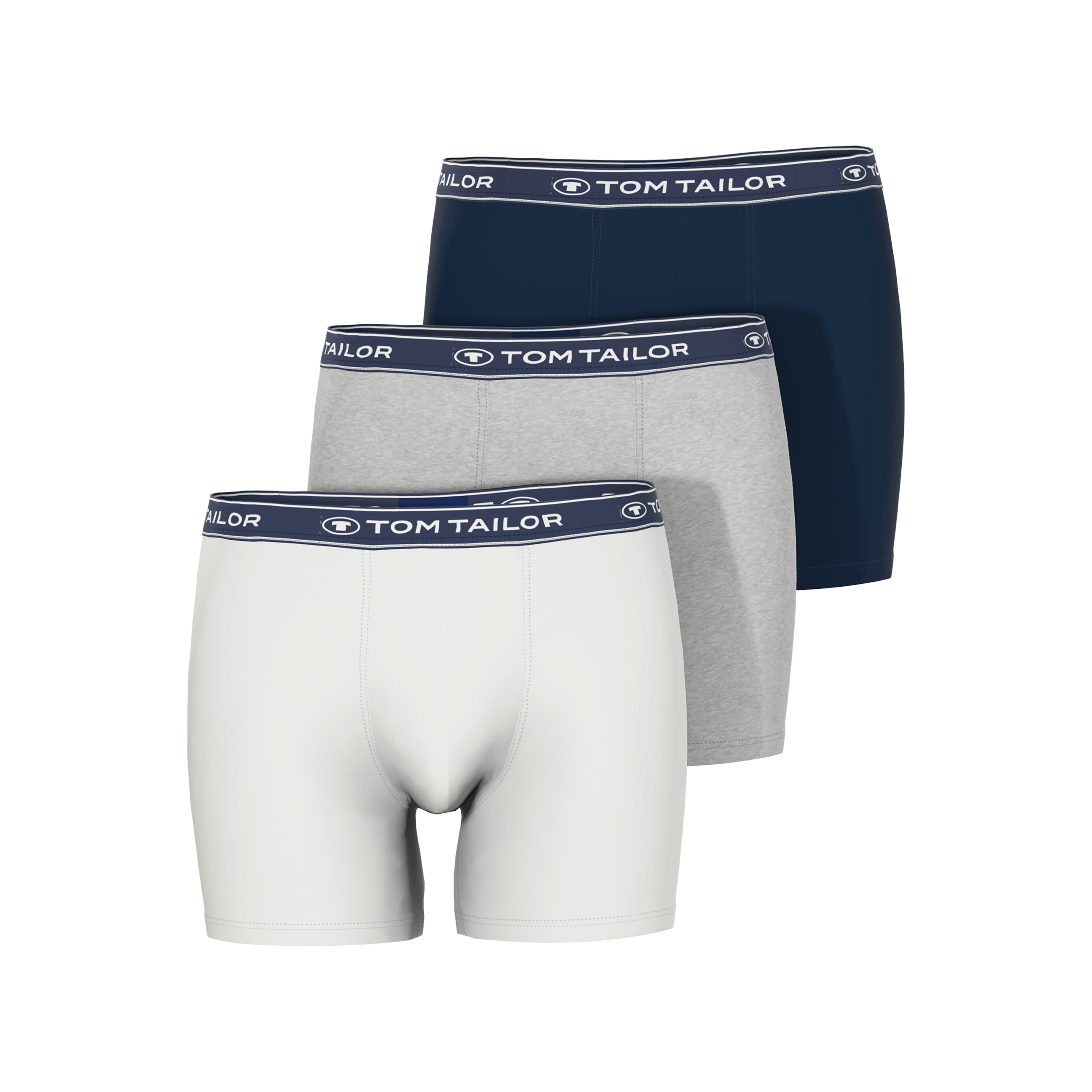 Tom Tailor Men’s 3 Pack Cotton Stretch Boxer Briefs – White, Grey, Navy