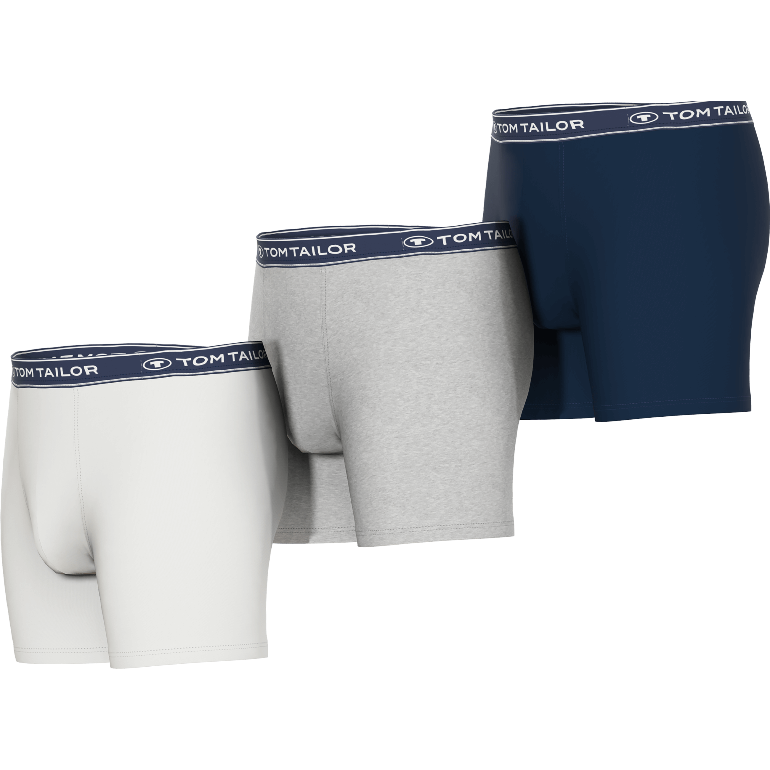 Tom Tailor Men’s 3 Pack Cotton Stretch Boxer Briefs – White, Grey, Navy