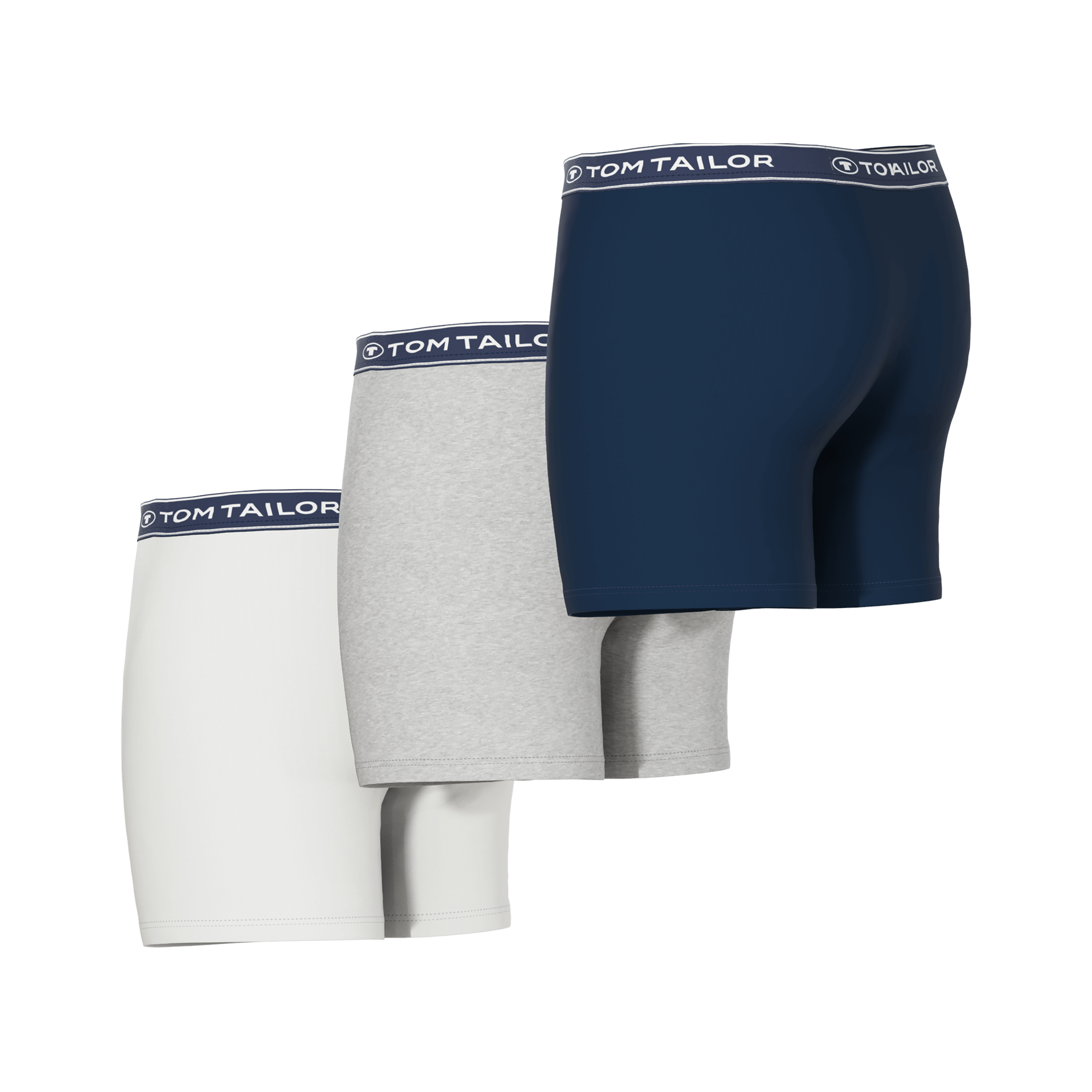 Tom Tailor Men’s 3 Pack Cotton Stretch Boxer Briefs – White, Grey, Navy