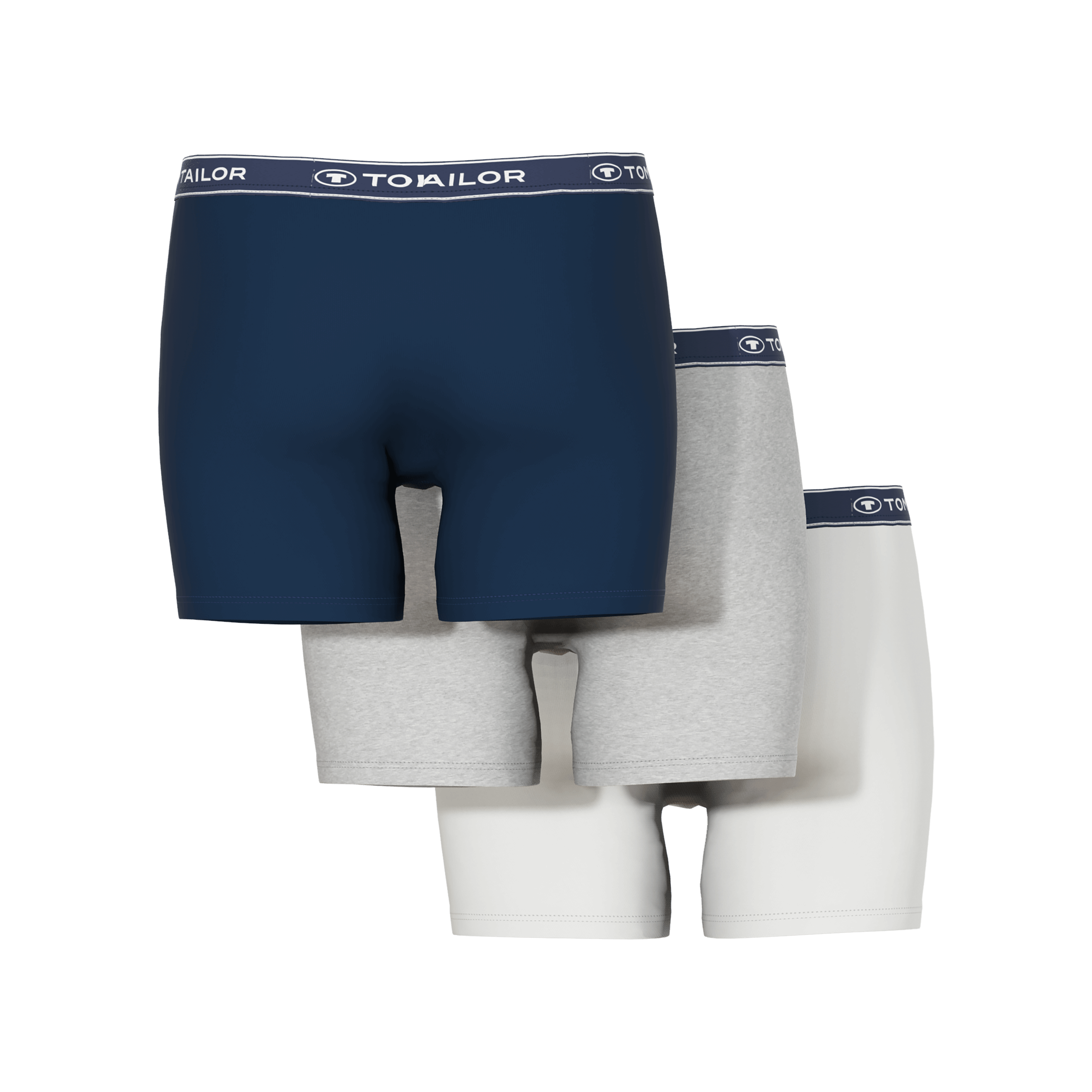 Tom Tailor Men’s 3 Pack Cotton Stretch Boxer Briefs – White, Grey, Navy