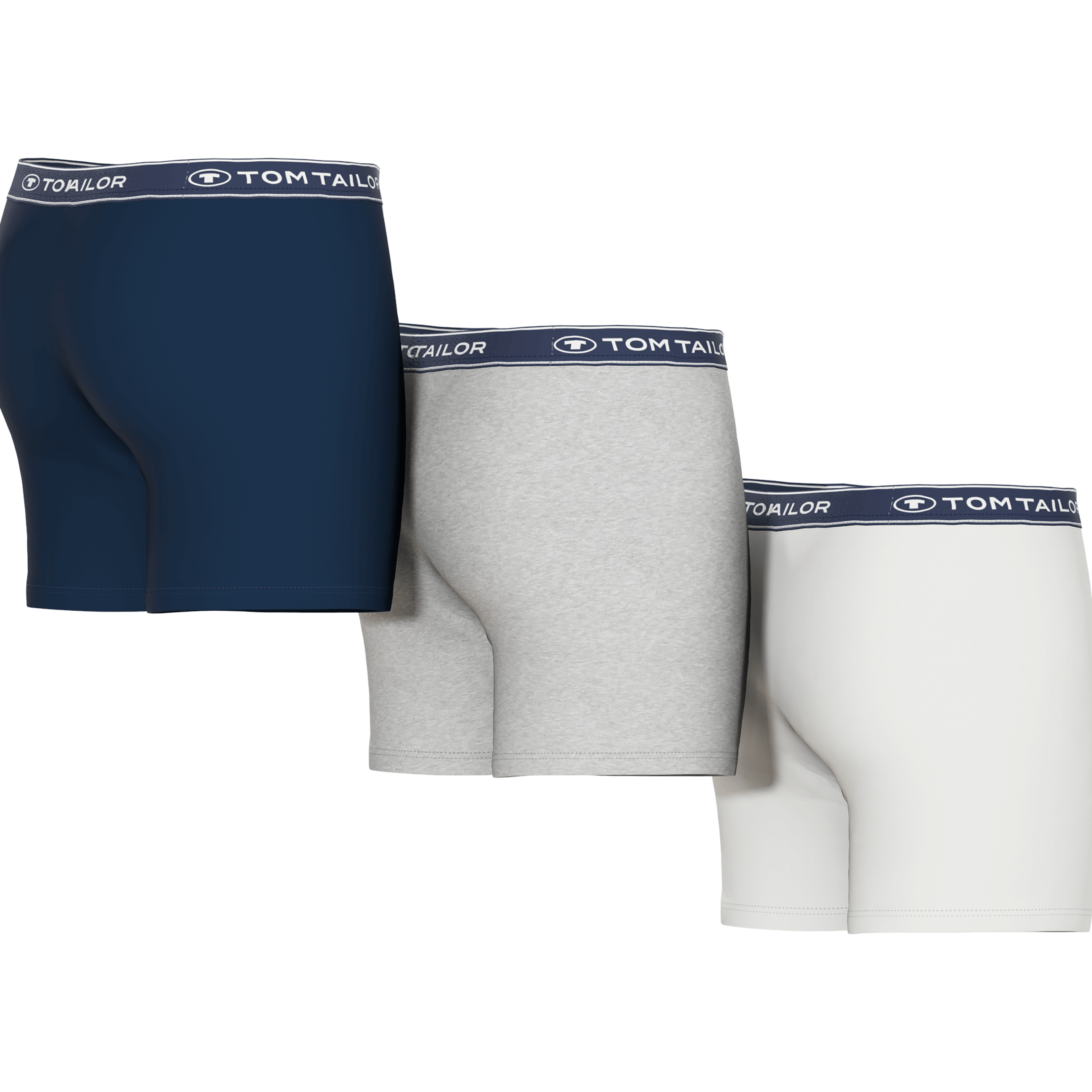 Tom Tailor Men’s 3 Pack Cotton Stretch Boxer Briefs – White, Grey, Navy