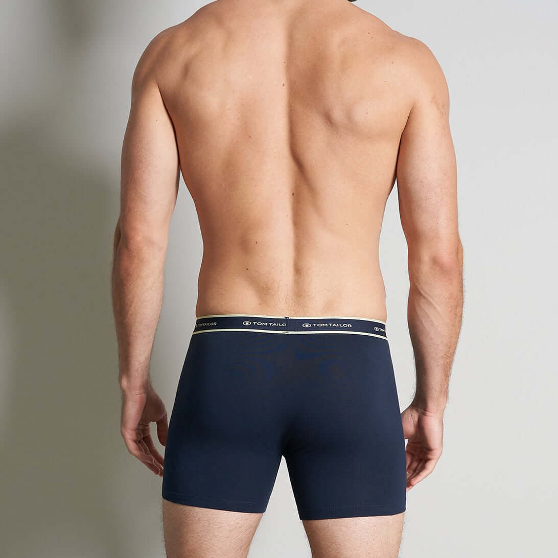 Tom Tailor Men's 2 Pack Cotton Stretch Long Boxer Briefs - Blue AllOver