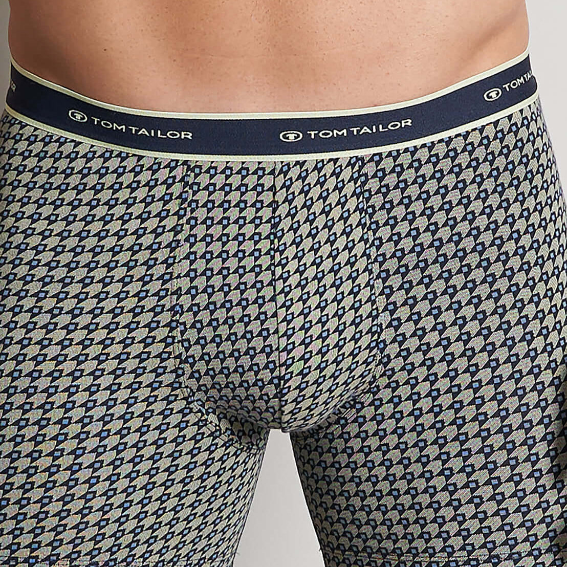 Tom Tailor Men's 2 Pack Cotton Stretch Long Boxer Briefs - Blue Print