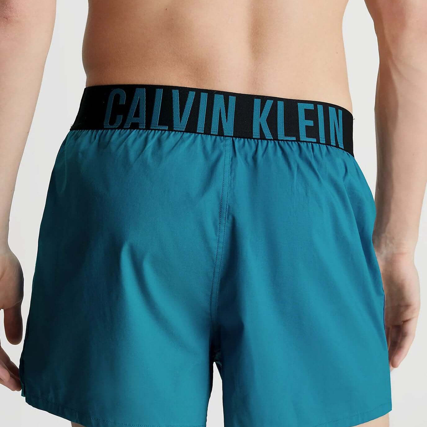 Calvin Klein 2 Pack Slim Fit Woven Boxers, Intense Power Black / Blue