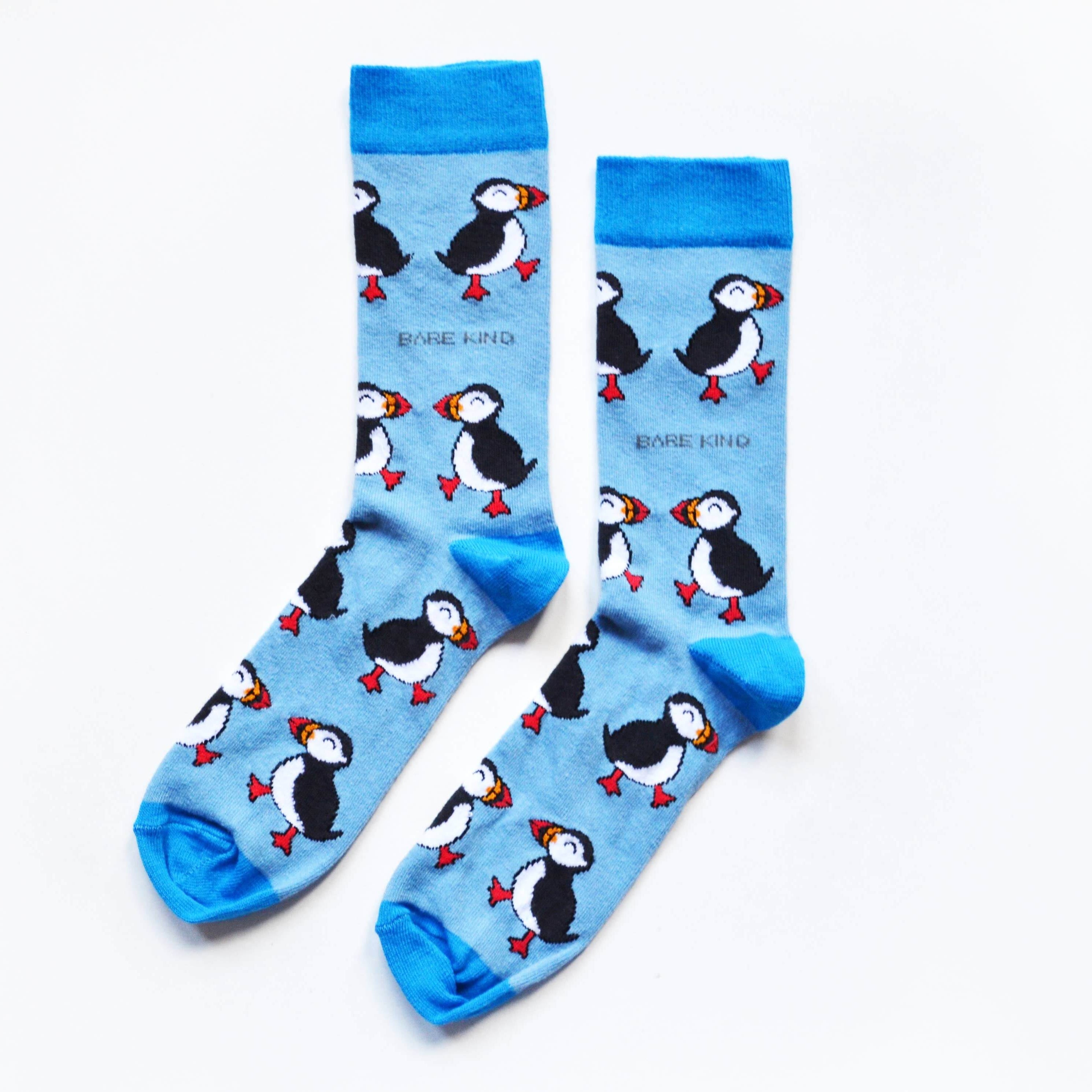 Bare Kind - Save the Puffins Bamboo Socks - Light Blue