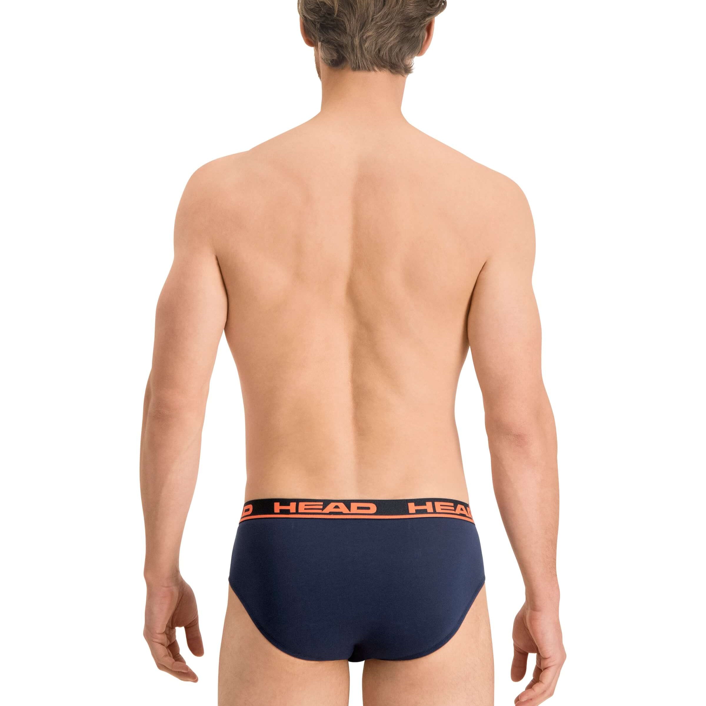 Head Mens 2 Pack Cotton Stretch Briefs - Peacoat / Orange