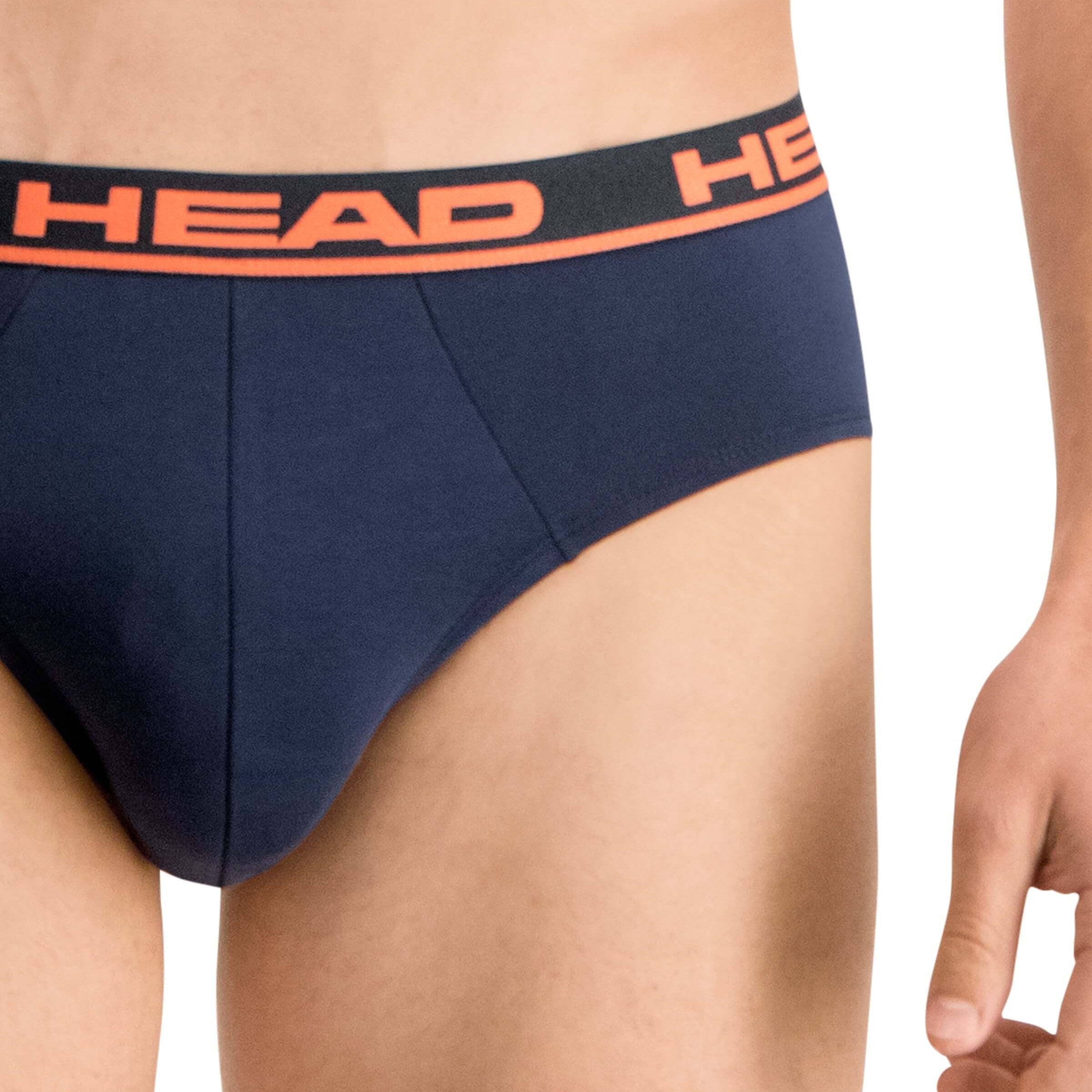 Head Mens 2 Pack Cotton Stretch Briefs - Peacoat / Orange