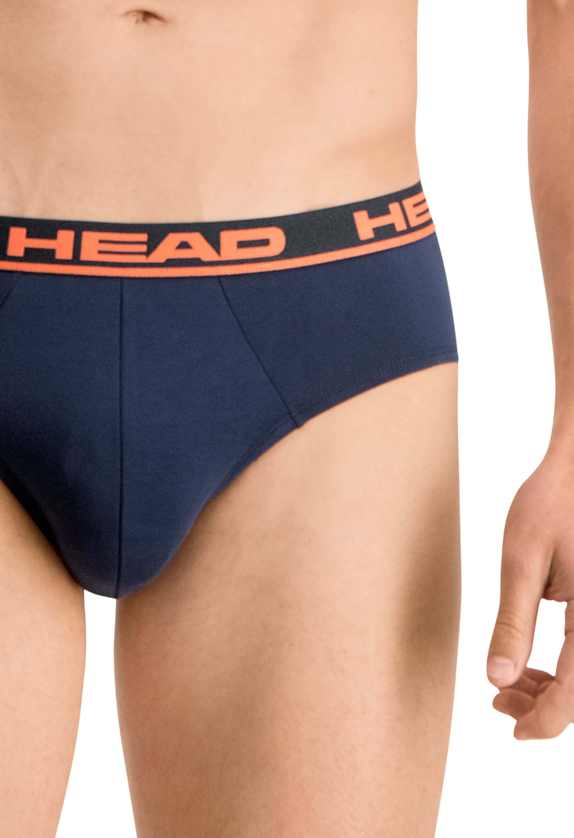 Head Mens 2 Pack Cotton Stretch Briefs - Peacoat / Orange