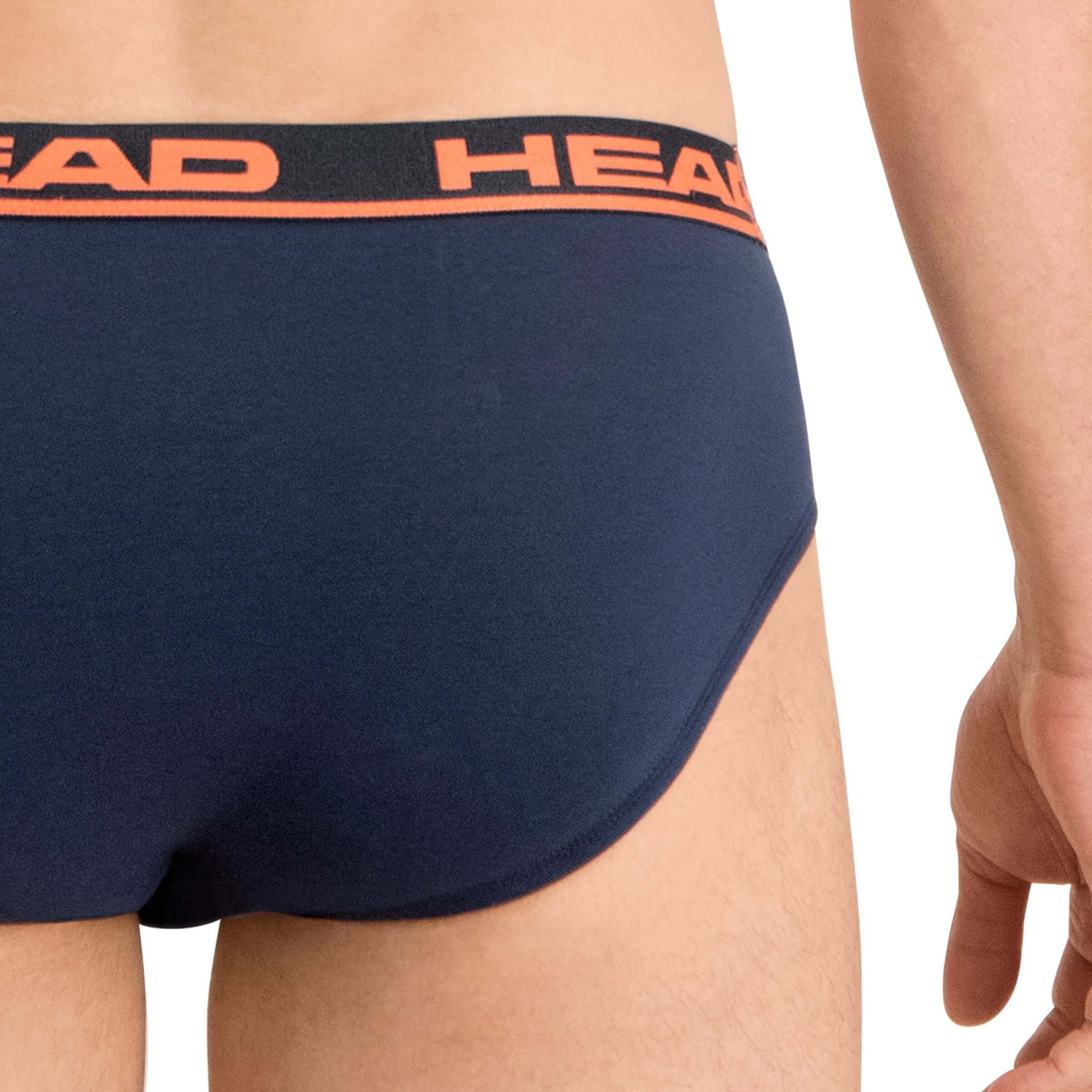 Head Mens 2 Pack Cotton Stretch Briefs - Peacoat / Orange