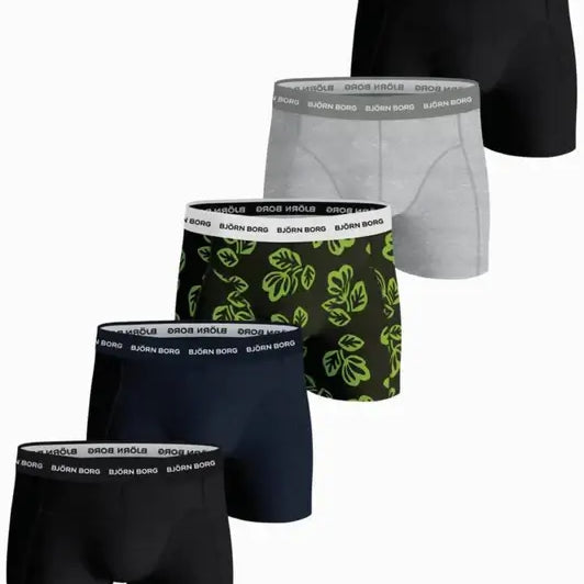 Björn Borg 5 Pack Essential Boxer - Black/ Blue/Grey/Print