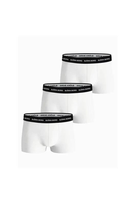 Björn Cotton Stretch Trunks, Pack of 3 White Trunks and Boxers