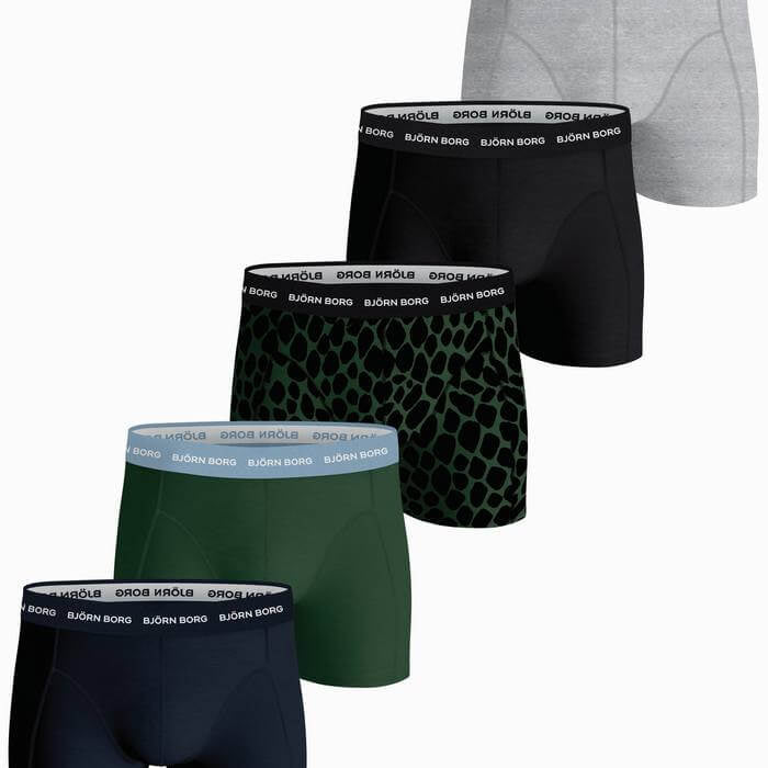 Björn Borg 5 Pack Essential Boxer - Green Print