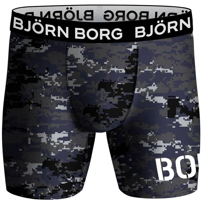 Björn Borg Performance Boxer 2 Pack - Black /Blue Print