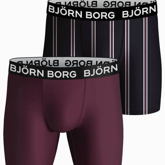 Björn Borg Performance Boxer 2 Pack - Red/Black Stripes