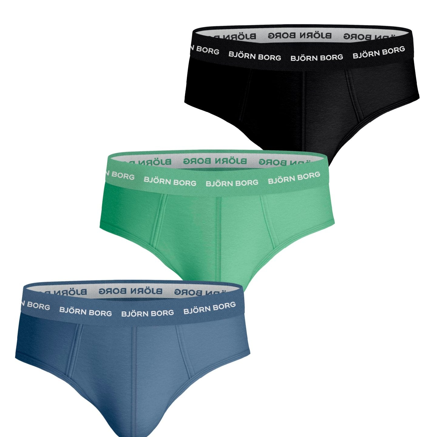 Bjorn Borg Cotton Stretch Briefs - 3pack - Black/Green/Blue