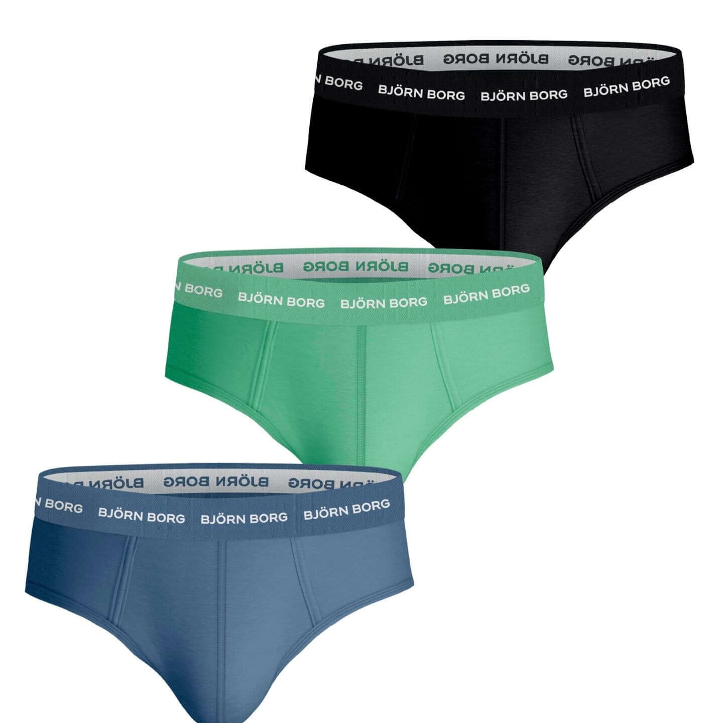 Bjorn Borg Cotton Stretch Briefs - 3pack - Black/Green/Blue