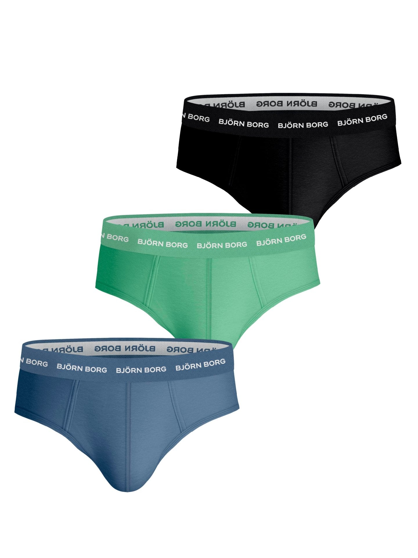 Bjorn Borg Cotton Stretch Briefs - 3pack - Black/Green/Blue