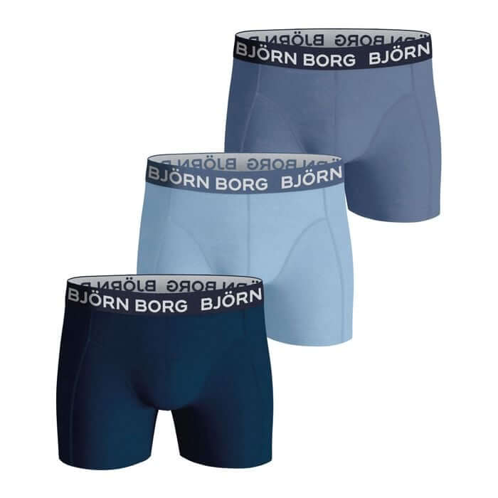 Björn Borg 3 Pack Cotton Stretch Boxers - Blue/Navy/Indigo