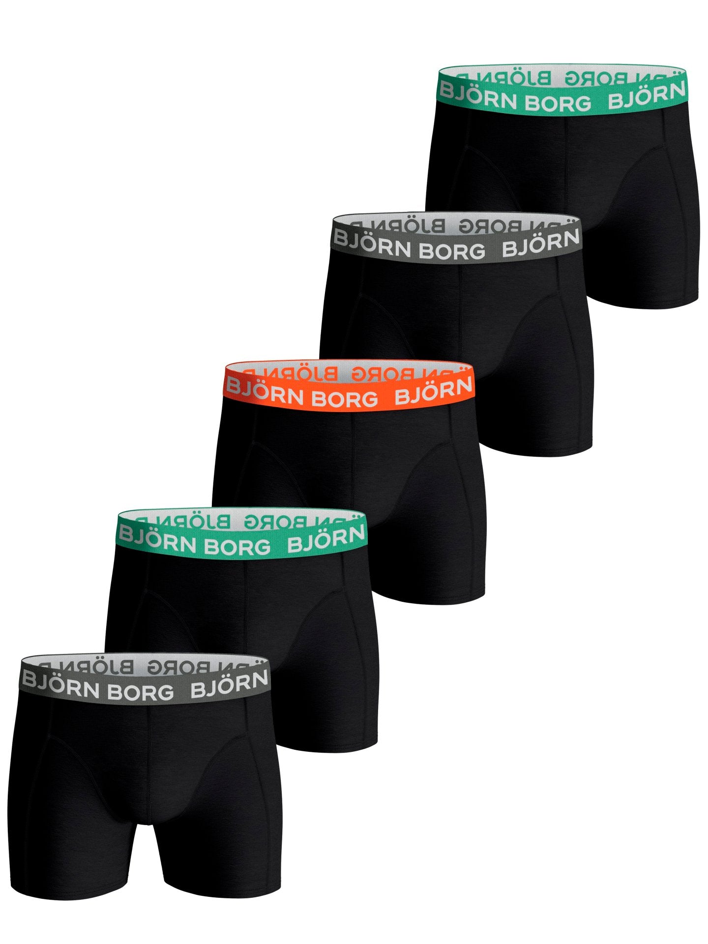 Bjorn Borg Cotton Stretch Boxer 5 pack - Black With Coloured Waistbands