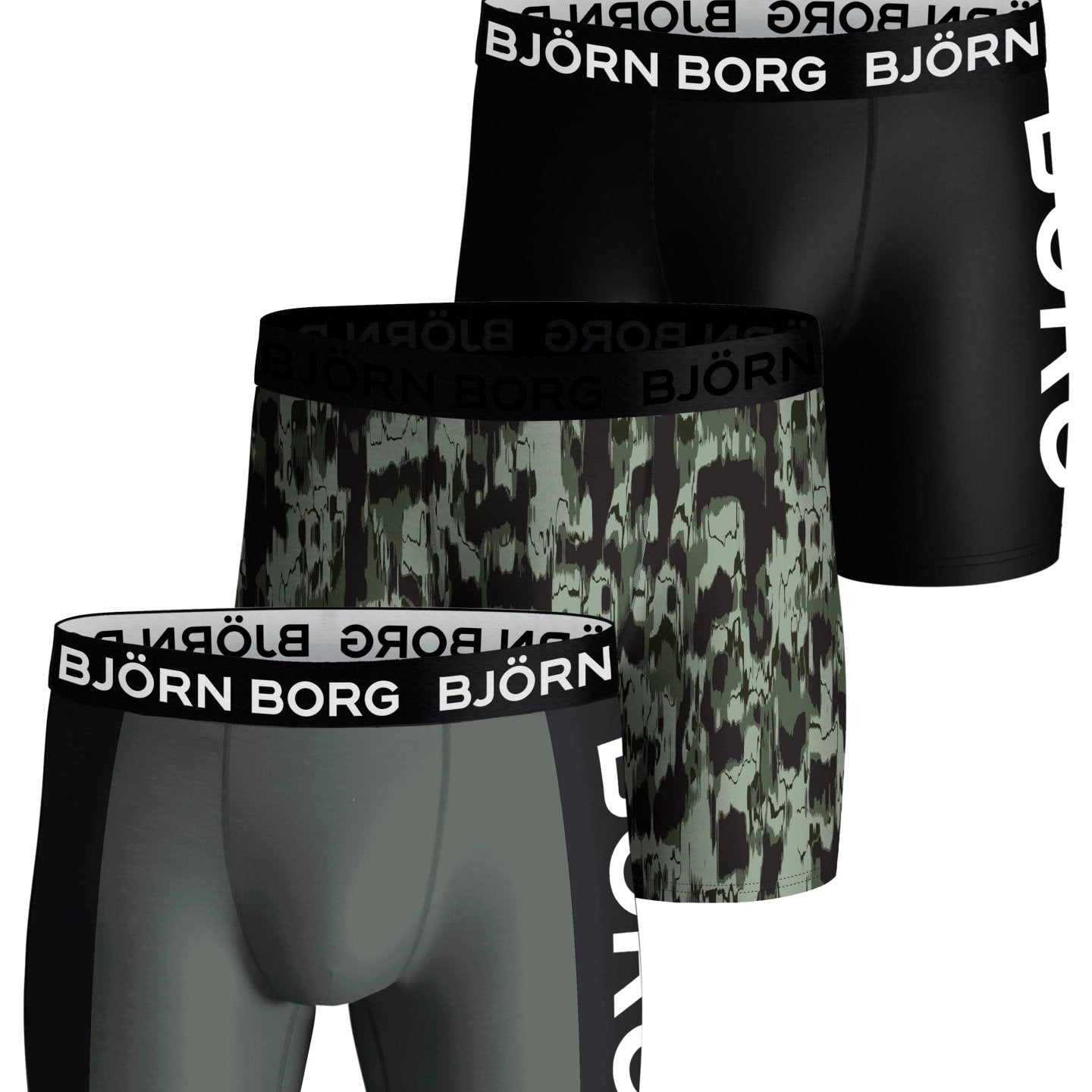Björn Borg Performance Boxer 3-pack - Black, Print, Grey