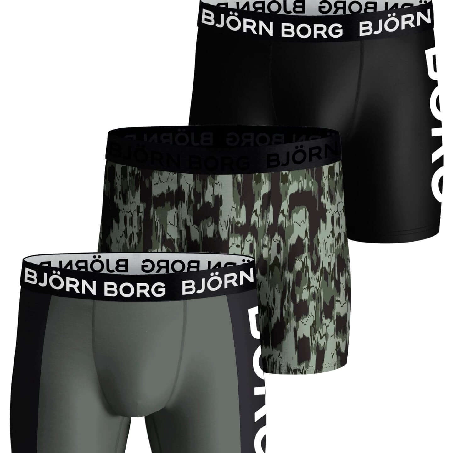 Björn Borg Performance Boxer 3-pack - Black, Print, Grey