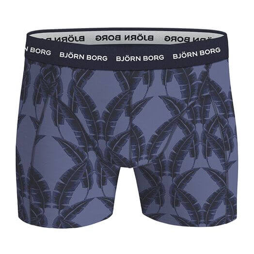 Bjorn Borg Cotton Stretch Boxer 3 Pack - Blue/Purple Leaf Print