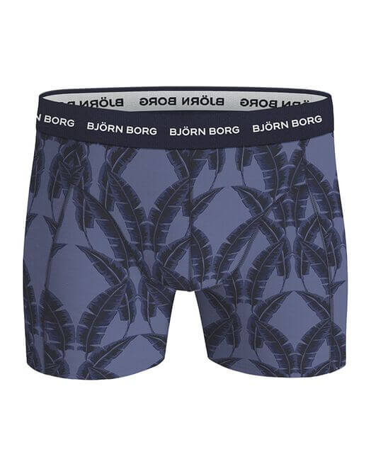 Bjorn Borg Cotton Stretch Boxer 3 Pack - Blue/Purple Leaf Print