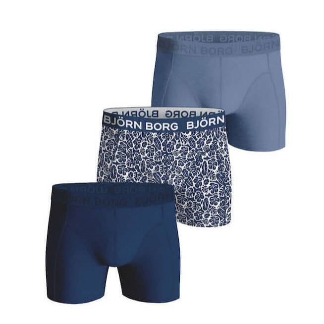 Bjorn Borg Cotton Stretch Boxer 3 Pack - Blue, Print