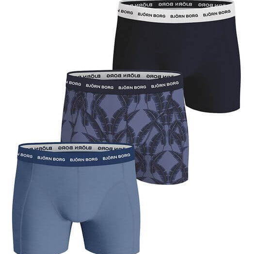 Bjorn Borg Cotton Stretch Boxer 3 Pack - Blue/Purple Leaf Print