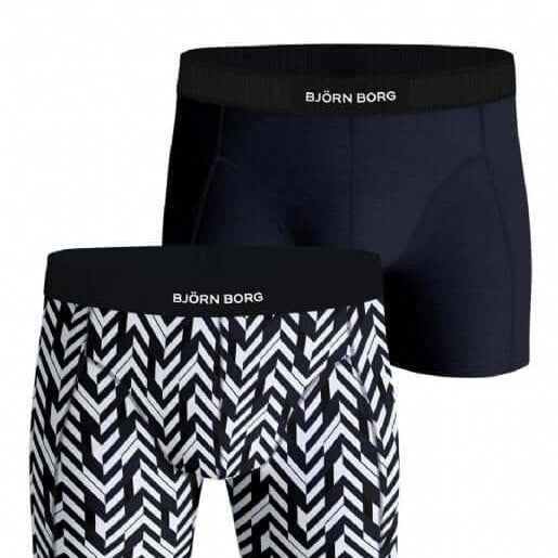 Bjorn Borg Premium Cotton Stretch 2 Pack Boxer - Digital Print / Navy