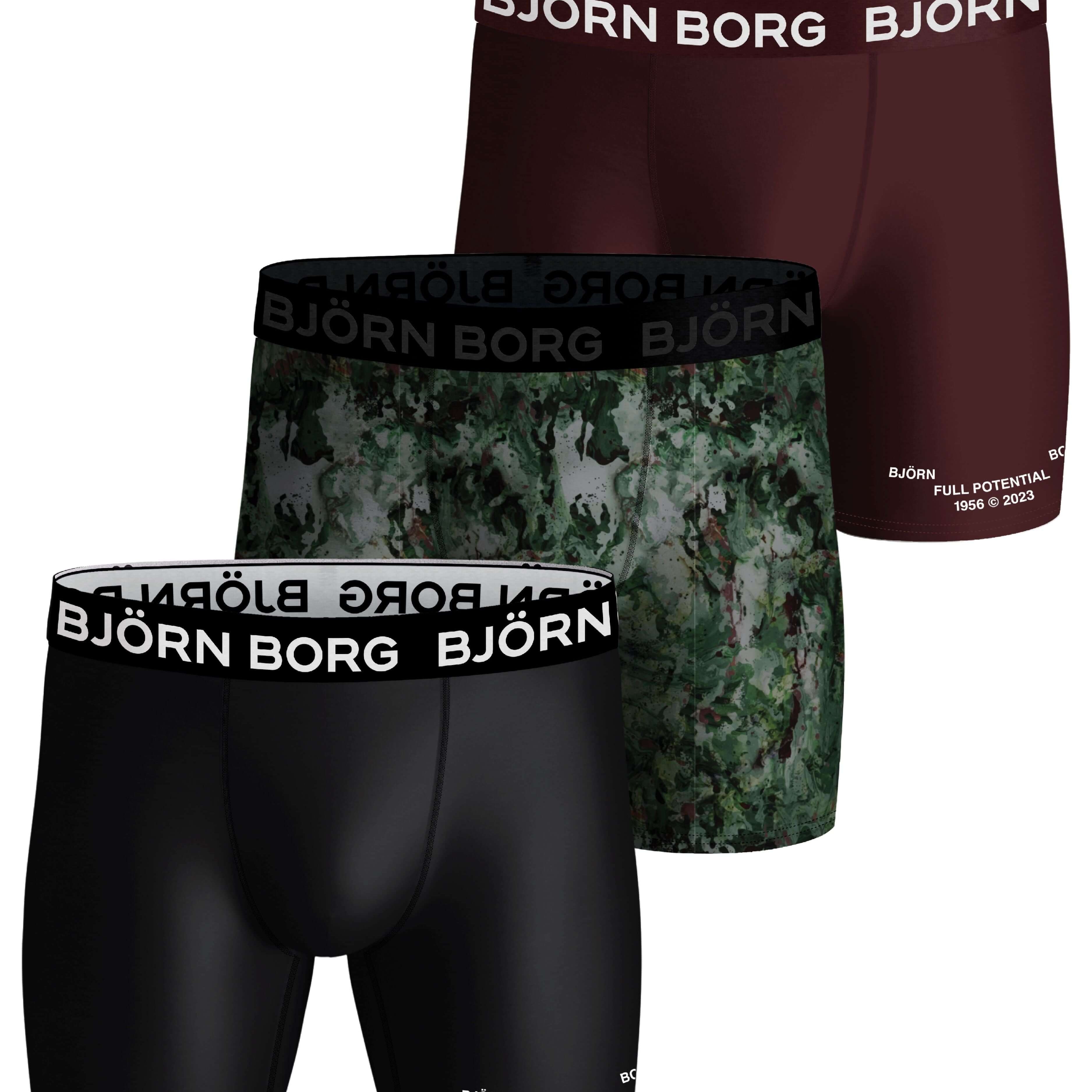 Björn Borg 3 Pack Performance Boxer - Black, Print, Red