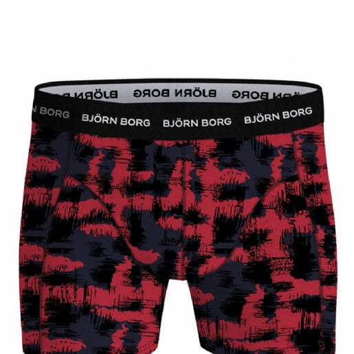 Bjorn Borg Cotton Stretch Boxer Trunks 3 Pack - Red, Black, Print