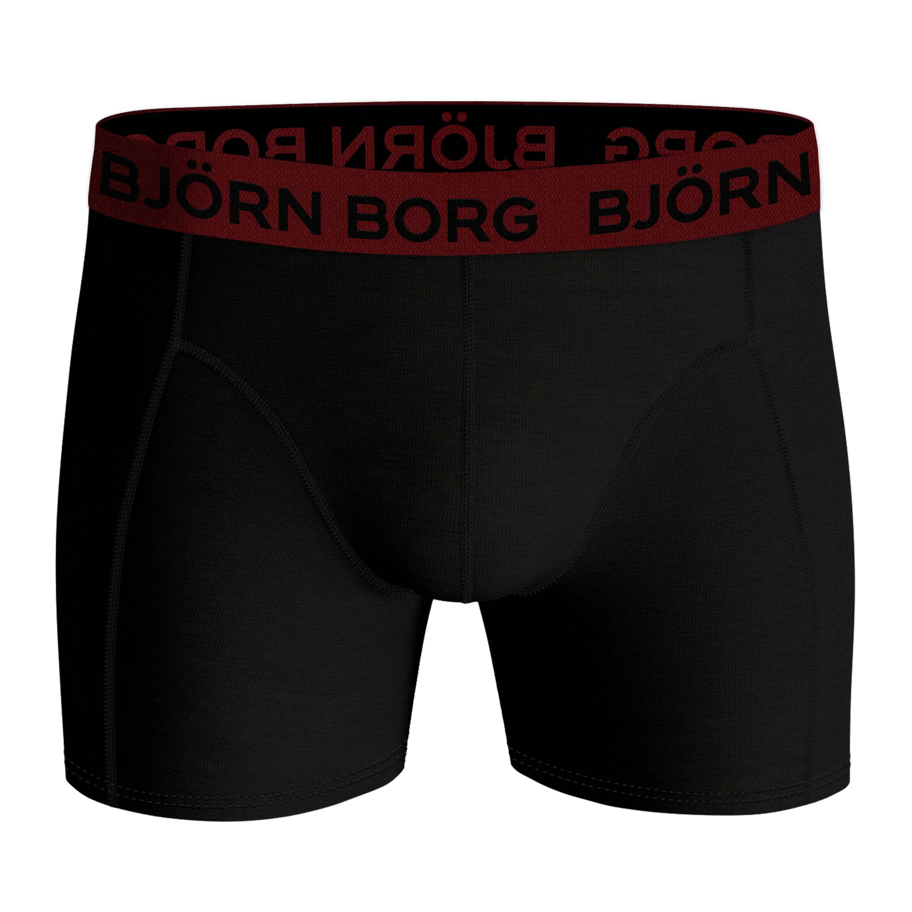 Bjorn Borg Cotton Stretch Boxer Trunks 3 Pack - Black, Contrast Waistbands