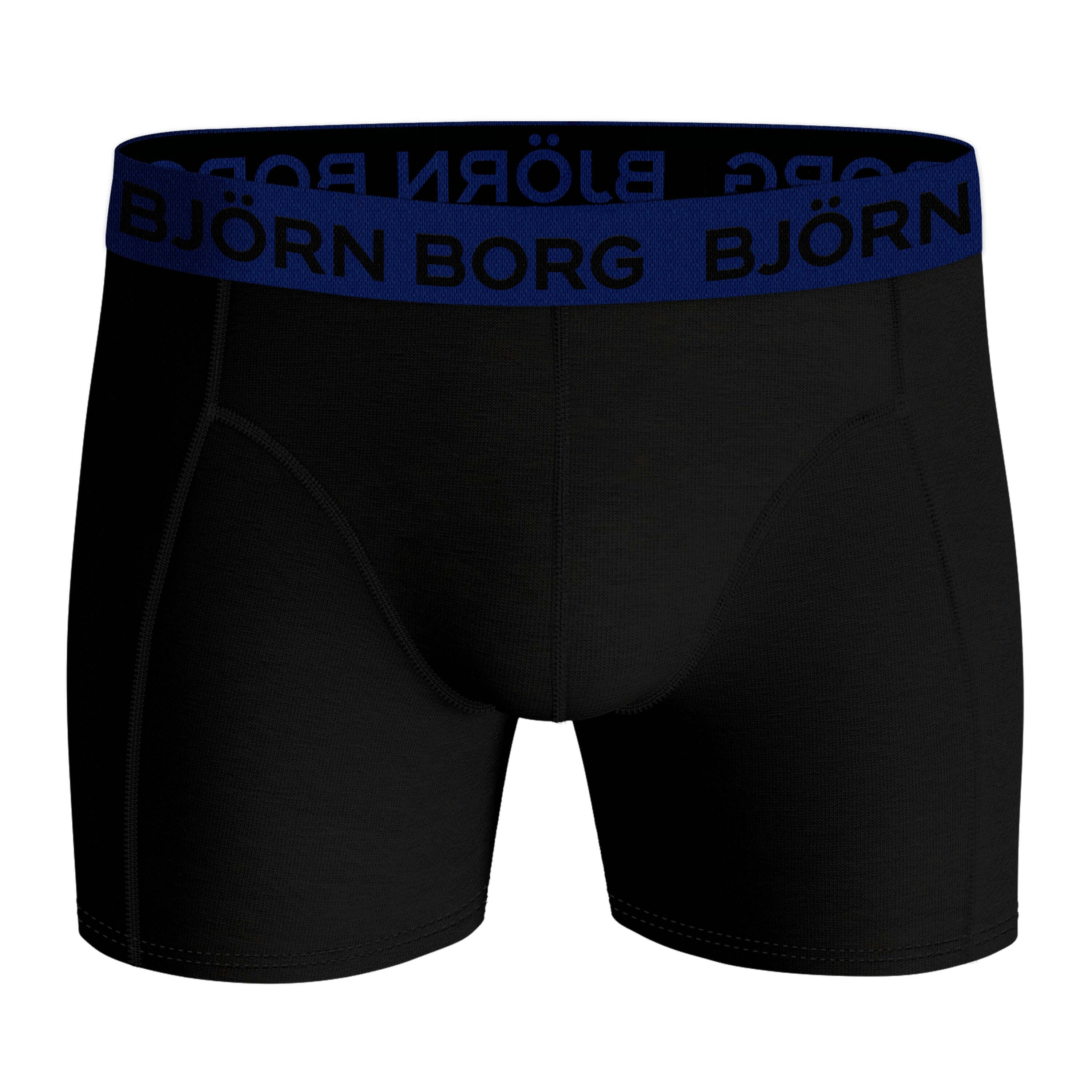 Bjorn Borg Cotton Stretch Boxer Trunks 3 Pack - Black, Contrast Waistbands